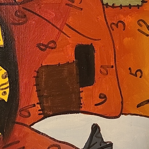 Oil on Canvas Whimsical Clown Wall Art Painting  24" x 20" - Picture 6 of 13